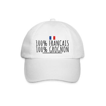 100% français 100% grognon - Casquette classique - blanc/blanc - Devant