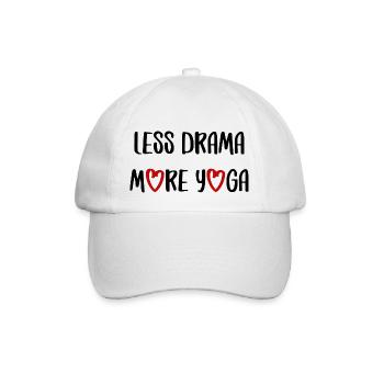 less drama more yoga Sport fitness Spruch Englisch - Baseballkappe - Weiß/Weiß - Vorne