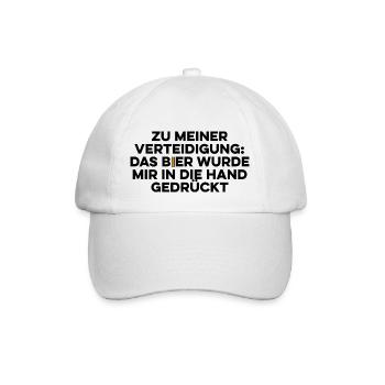 Das Bier wurde mir in die Hand gedrückt - Baseballkappe - Weiß/Weiß - Vorne
