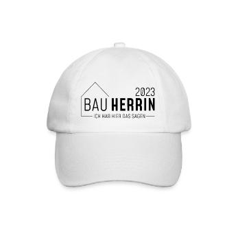 Bauherrin 2023 // Ich habe hier das sagen //dunkel - Baseballkappe - Weiß/Weiß - Vorne