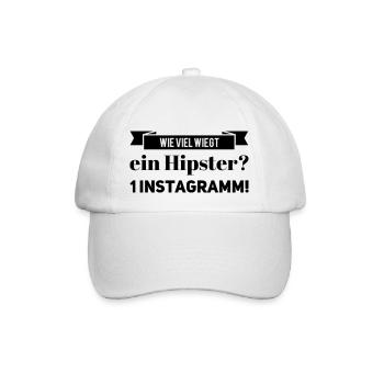 Wie viel wiegt ein Hipster? 1 Instagramm! NEU NEW - Baseballkappe - Weiß/Weiß - Vorne