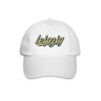 Leipzig Retro Script – Vintage Stadtlogo - Baseballkappe - Weiß/Weiß - Vorne