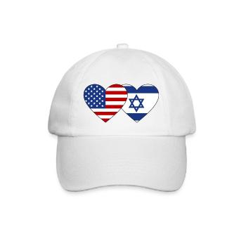 USA Israel Flag Heart - Baseball Cap - white/white - Front