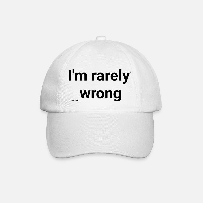 Rarely Wrong, never - Baseball Cap - white/white
