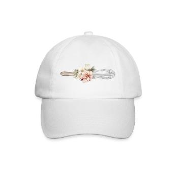Whisk & flowers, customisable - Baseball Cap - white/white - Front