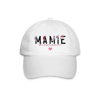 Mamie d’amour fleurs- idée cadeau mamie - Casquette classique - blanc/blanc - Devant