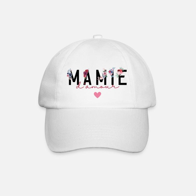 Mamie d’amour fleurs- idée cadeau mamie - Casquette classique - blanc/blanc