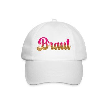Team Braut! Pink, Gold Glitzer - Baseballkappe - Weiß/Weiß - Vorne