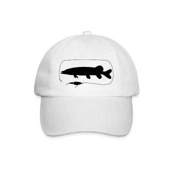 Pike with wobbler - Baseball Cap - white/white - Front