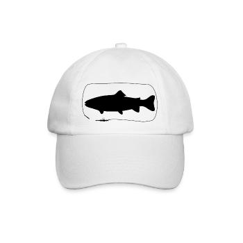 Trout with softbait - Baseball Cap - white/white - Front