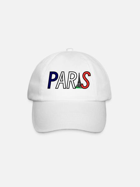 Paris Silhouette mit Eiffelturm Farbenspiel - Baseballkappe - Weiß/Weiß