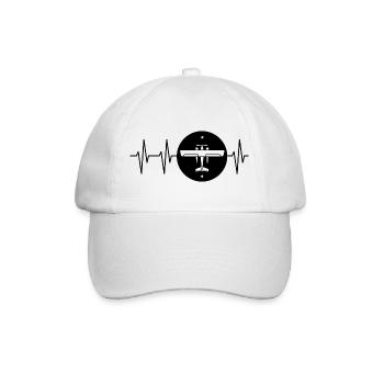 Herzschlag Fliegerei Emblem Logo Fliegen Icon Flug - Baseballkappe - Weiß/Weiß - Vorne