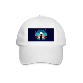 Cat Moon - Baseball Cap - white/white - Front