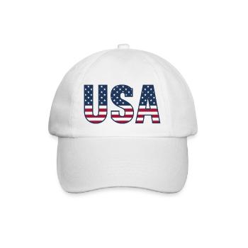 USA T-Shirt - American Flag Letters - Baseball Cap - white/white - Front