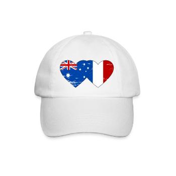 Australien Frankreich Flagge Herz used - Baseballkappe - Weiß/Weiß - Vorne