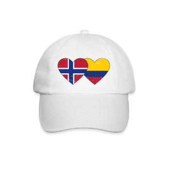 Norway Colombia Flag Heart Used - Baseball Cap - white/white - Front