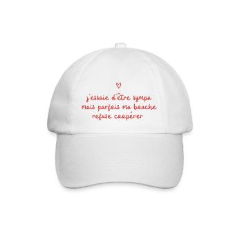 nice but sometimes my mouth refuses to cooperate - Baseball Cap - white/white - Front