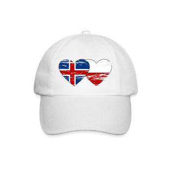 Iceland Poland flag heart used - Baseball Cap - white/white - Front