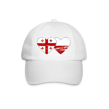 Géorgie Pologne drapeau coeur utilisé - Casquette classique - blanc/blanc - Devant