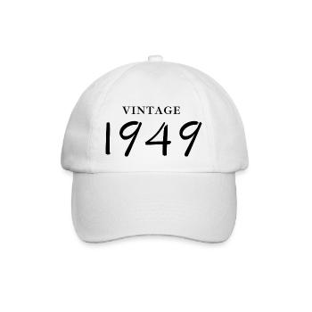 Jahrgang 1949 - Geschenkidee zum Geburtstag - Baseballkappe - Weiß/Weiß - Vorne