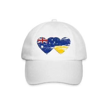 Australien Ukraine Flagge Herz used - Baseballkappe - Weiß/Weiß - Vorne