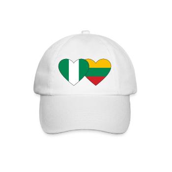 Nigeria Litauen Flagge Herz - Baseballkappe - Weiß/Weiß - Vorne