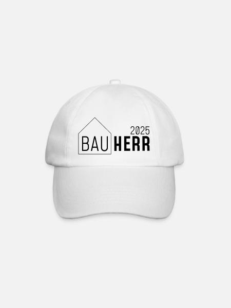 Bauherr 2025 - mit Haus - Baseballkappe - Weiß/Weiß
