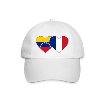 Venezuela France Flag Hands Heart Shape - Baseball Cap - white/white - Front