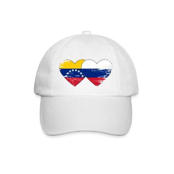 Venezuela Russia Flag Hands Heart Shape Used - Baseball Cap - white/white - Front