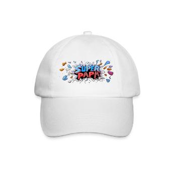 Superpapa Panorama Tasse Vati Papa Vatertag - Baseballkappe - Weiß/Weiß - Vorne