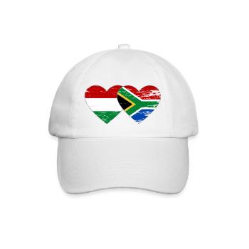 Hungary South Africa Flag Hands Heart Shape Used - Baseball Cap - white/white - Front