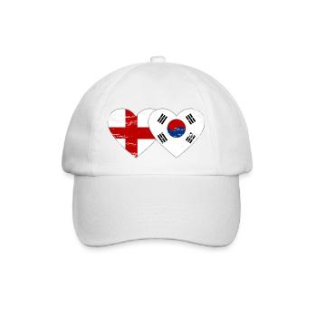England Südkorea Flagge Herz used - Baseballkappe - Weiß/Weiß - Vorne