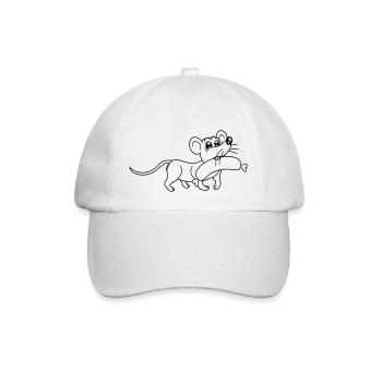 Souris grosse saucisse manger faim saucisse grillades - Casquette classique - blanc/blanc - Devant