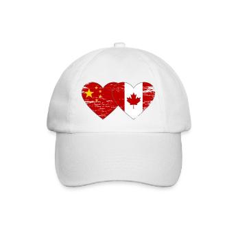China Canada Flag Heart Used - Baseball Cap - white/white - Front