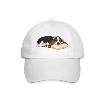 Basset hound endormi sur oreiller - Casquette classique - blanc/blanc - Devant