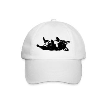 Liegender Hund auf dem Rücken - Baseballkappe - Weiß/Weiß - Vorne