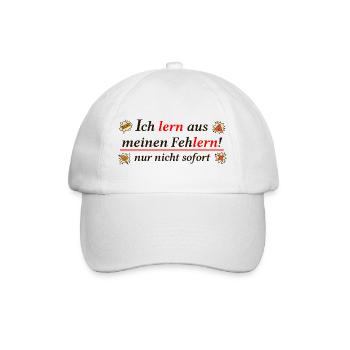 I learn from my mistakes – Funny Learning Pun - Baseball Cap - white/white - Front