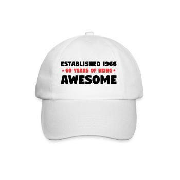 Established 1966 60 Years Awesome Birthday - Baseball Cap - white/white - Front