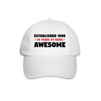 Established 1996 30 Jahre Awesome Geburtstag - Baseballkappe - Weiß/Weiß - Vorne