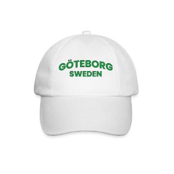 Göteborg, Schweden im grünen Kurventext - Baseballkappe - Weiß/Weiß - Vorne