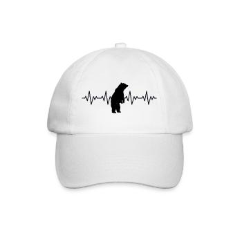 Bear ECG Heartbeat - Baseball Cap - white/white - Front