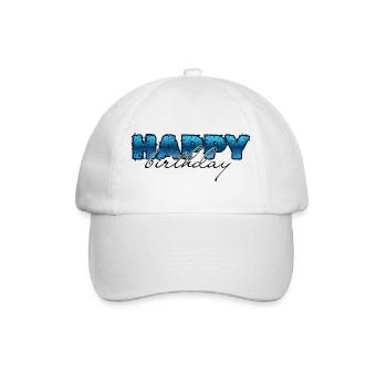 Happy Birthday, Glückwunsch, Geburtstag - Baseballkappe - Weiß/Weiß - Vorne