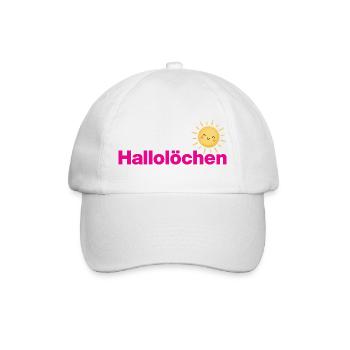 HALOLÖCHEN, SÜSSE BEGRÜSSUNG MIT SONNE, POSITIVITY - Baseballkappe - Weiß/Weiß - Vorne