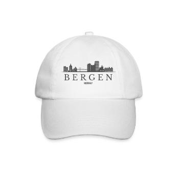 Bergen, Norwegen, Bergen-Skyline - Baseballkappe - Weiß/Weiß - Vorne