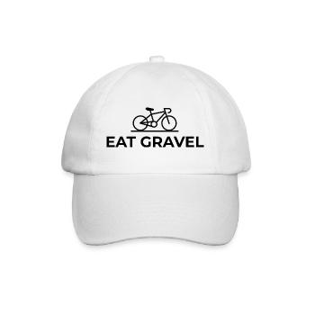 Eat Gravel - Gravel Bike Design - Baseballkappe - Weiß/Weiß - Vorne