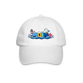 MOIN Möwe Leuchtturm Maritim Bunt - Baseballkappe - Weiß/Weiß - Vorne