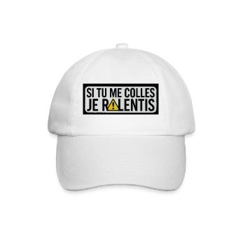 Si Tu Me Colles Je Ralentis (triangle jaune) - Casquette classique - blanc/blanc - Devant