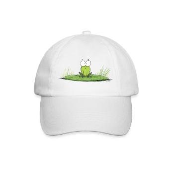 Frog on lily pad - Baseball Cap - white/white - Front