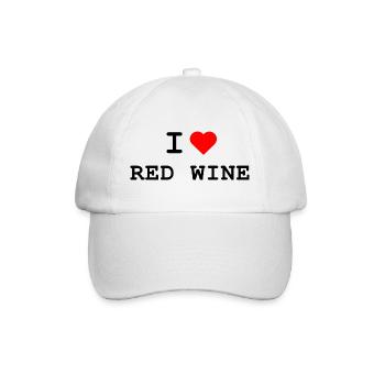I love Red Wine - Ich liebe Rotwein - Baseballkappe - Weiß/Weiß - Vorne