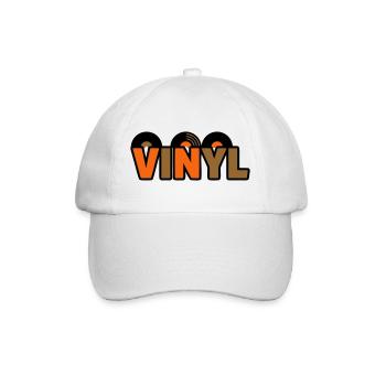 Vinyl Schriftzug Retro Musik Nerd - Baseballkappe - Weiß/Weiß - Vorne